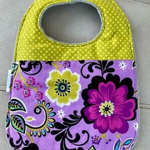 Floral Baby Bib with Polka Dot Accent-NWT